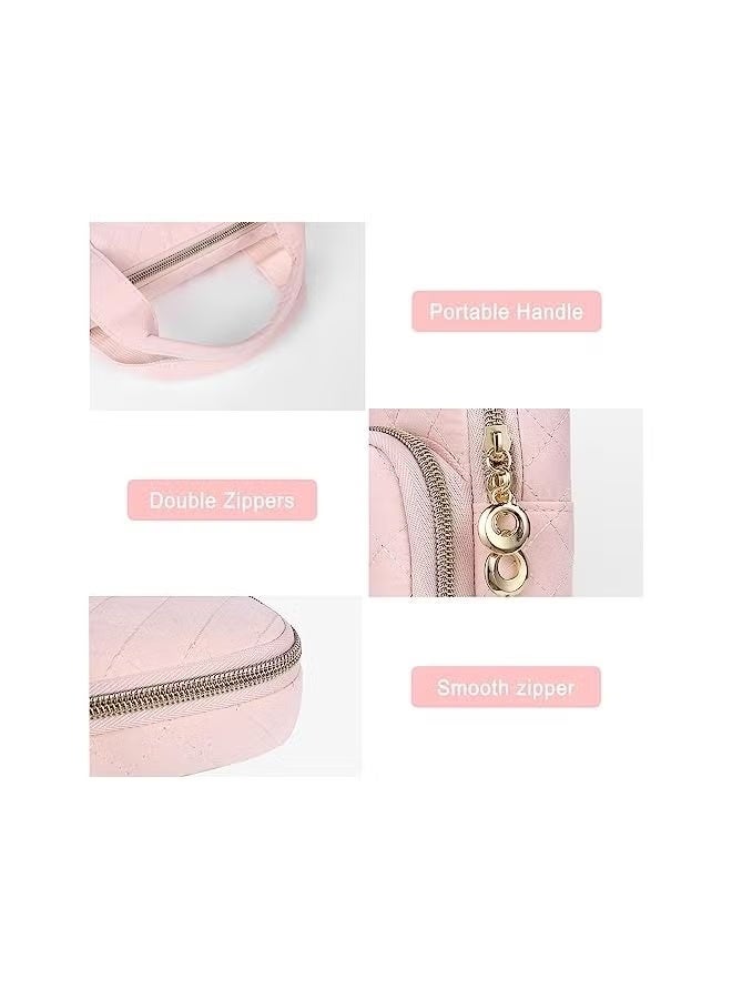 Mosiso Quilted Laptop Briefcase Bag with Front Pockets - Pink - Image 4